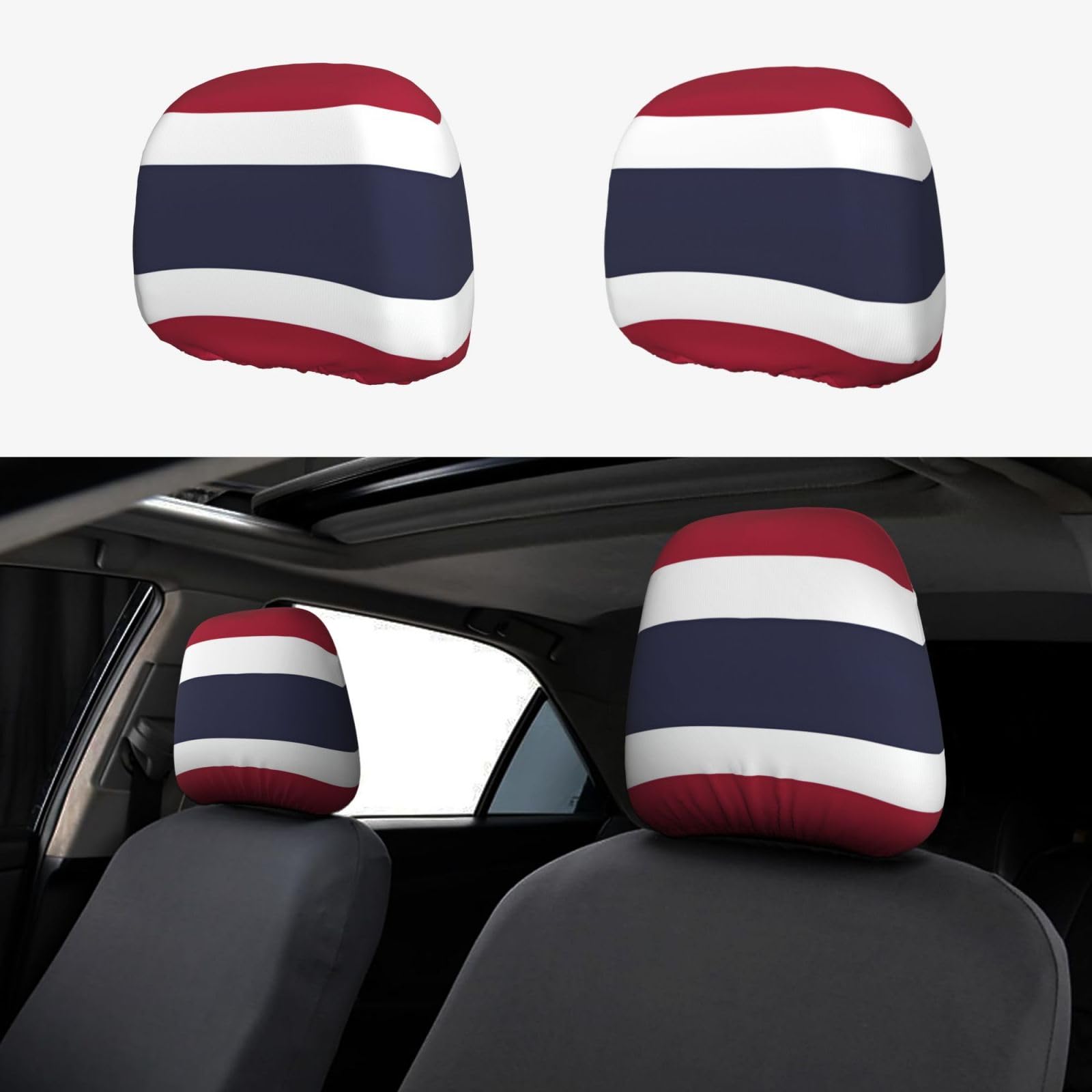 YVNKHKU Kopfstützenbezug mit Thailand-Flagge, weich, atmungsaktiv, passend für die meisten Autos, Limousinen, Vans, Fahrzeuge, 2 Stück YVNKHKU Kopfstützenbezug mit Thailand-Flagge, weich, atmungsaktiv, passend für die meisten Autos, Limousinen, Vans, Fahrzeuge, 2 Stück von YVNKHKU