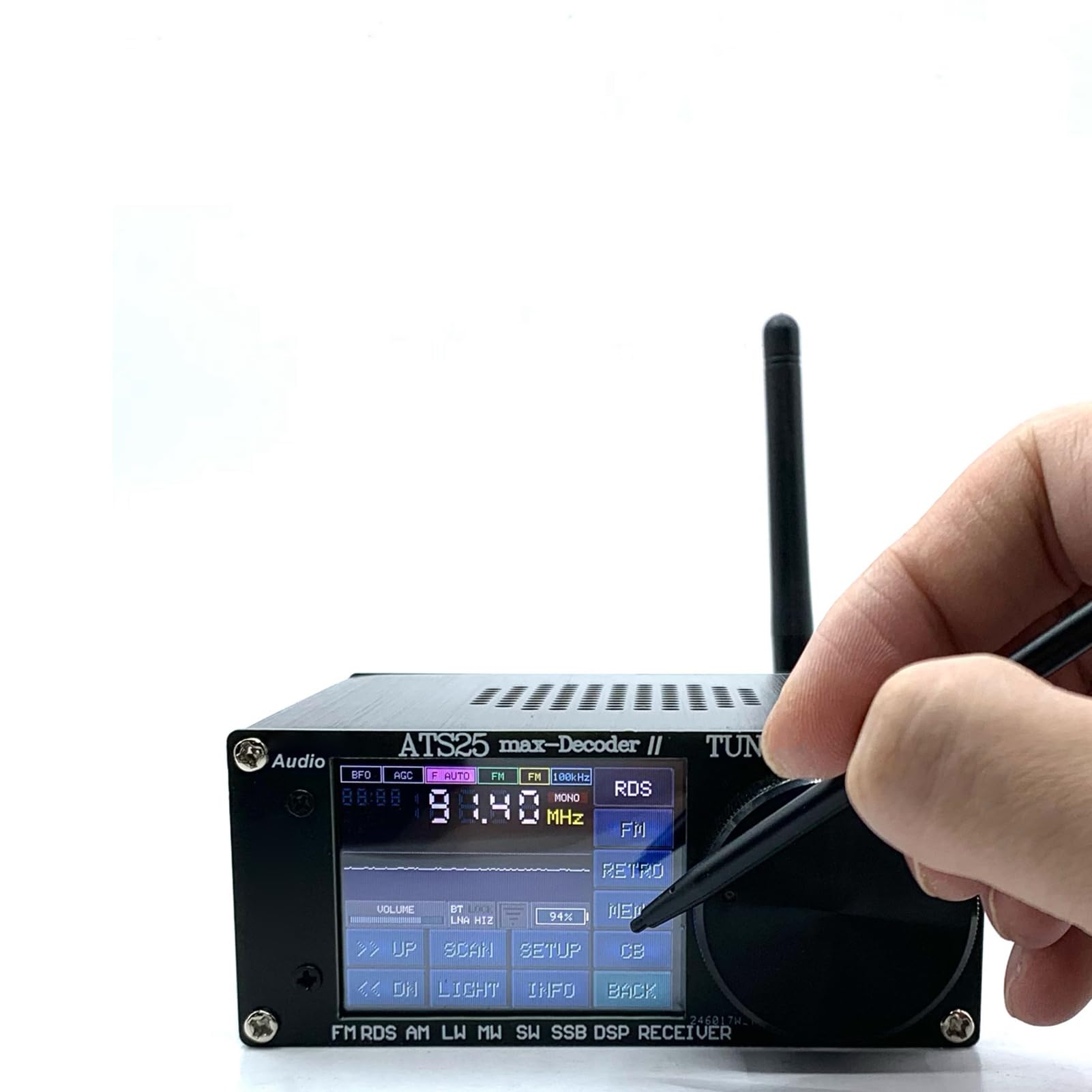 ATS-25MAX Decoder-Vollband-Funkempfänger. Eingebaute 4000-mA-Lithiumbatterie, Unterstützt BT LA CW-Dekodierungsfunktion ATS-25MAX Decoder-Vollband-Funkempfänger. Eingebaute 4000-mA-Lithiumbatterie, Unterstützt BT LA CW-Dekodierungsfunktion von YWBL-WH