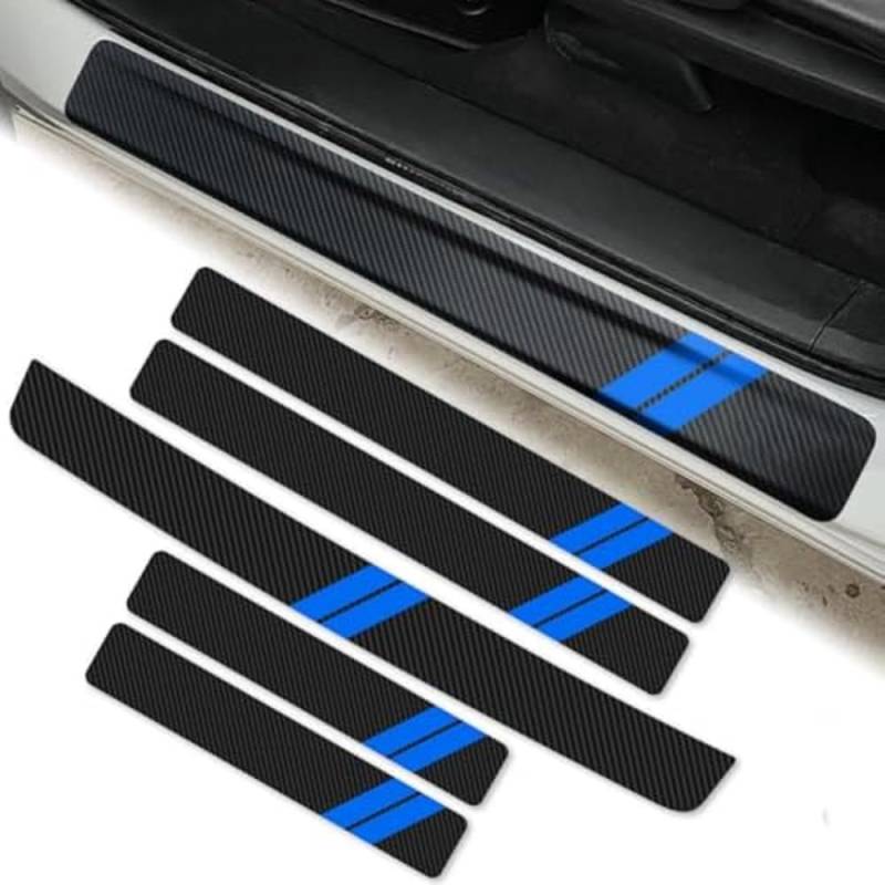 5 Stück Auto Einstiegsleisten Schutz für Ford Tourneo Custom I L2 2012-2017, Auto Carbon Fiber Einstiegsleisten Türschweller Heckstoßstange Schutzfolie,G von YWDRE