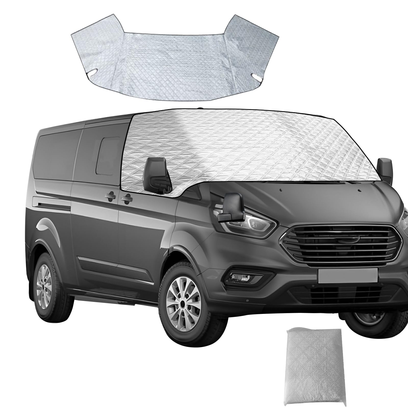 YWNYT Windschutzscheibenabdeckung für Ford Transit Custom, 2-lagige Baumwolle mit unterem Magnet, Frontscheiben-Wickelabdeckung Faltbare Thermo-Windschutzscheibenabdeckung YWNYT Windschutzscheibenabdeckung für Ford Transit Custom, 2-lagige Baumwolle mit unterem Magnet, Frontscheiben-Wickelabdeckung Faltbare Thermo-Windschutzscheibenabdeckung von YWNYT
