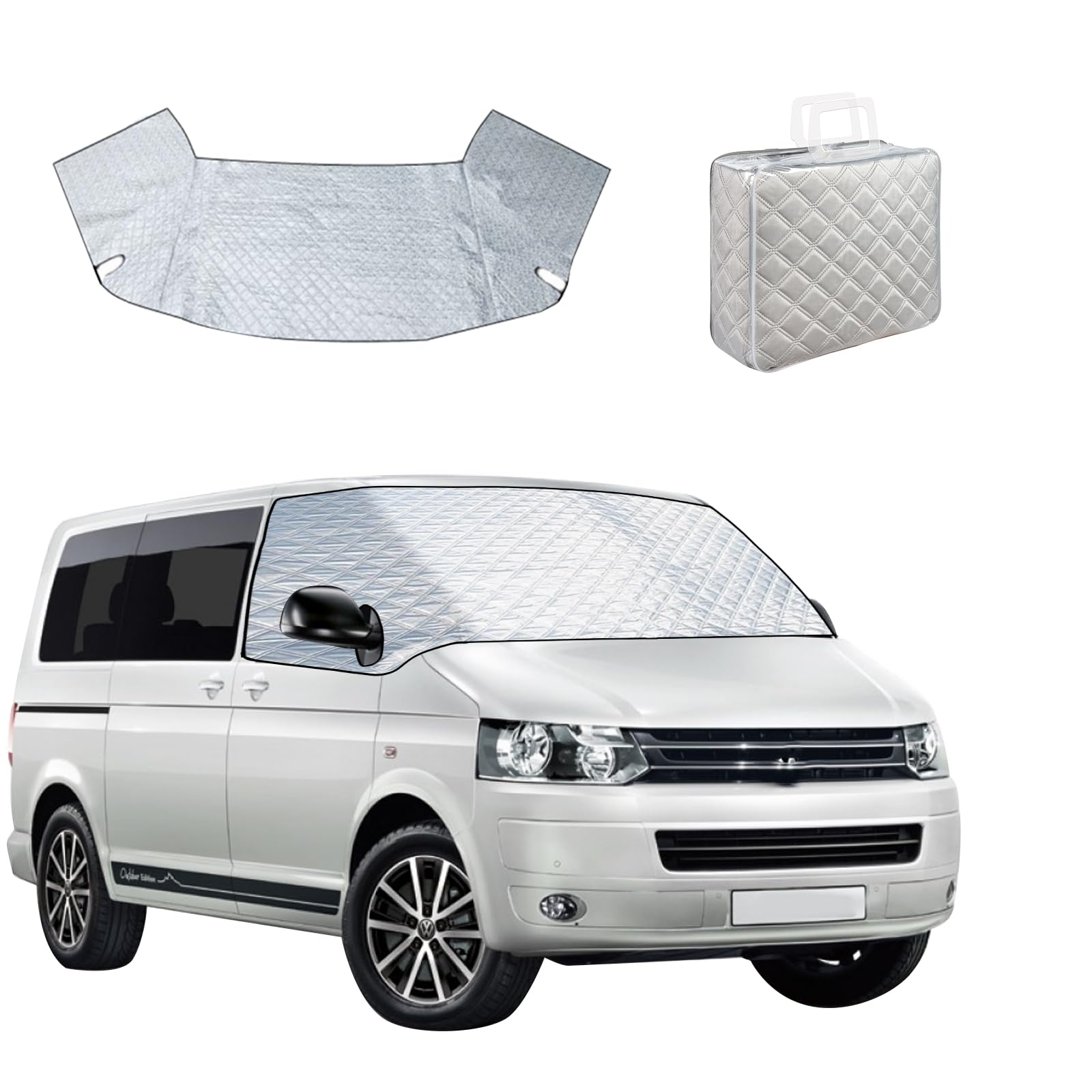 YWNYT Windschutzscheibenabdeckung für VW T5, Frontscheibenabdeckung, faltbar, thermische Windschutzscheibenabdeckung, Verdunkelung, Anti-Sonnenschutz, Schnee, Frost, EIS, Staub YWNYT Windschutzscheibenabdeckung für VW T5, Frontscheibenabdeckung, faltbar, thermische Windschutzscheibenabdeckung, Verdunkelung, Anti-Sonnenschutz, Schnee, Frost, EIS, Staub von YWNYT