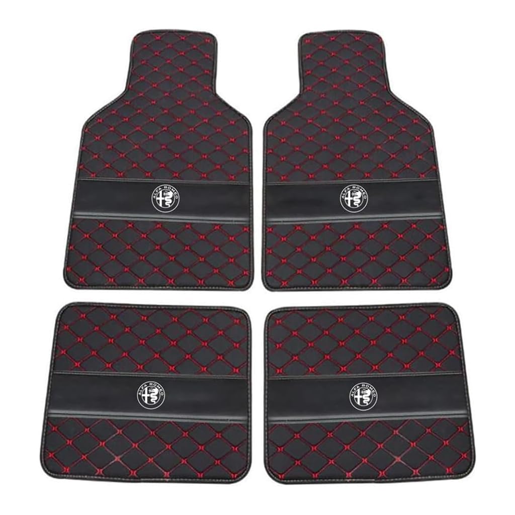 Leder-Auto-Fußmatten für Alfa Romeo 4C 2013-2025, Strapazierfähiger Rutschfester Auto-Bodenbelag Autozubehör,C-Black Red Leder-Auto-Fußmatten für Alfa Romeo 4C 2013-2025, Strapazierfähiger Rutschfester Auto-Bodenbelag Autozubehör,C-Black Red von YXCYJ