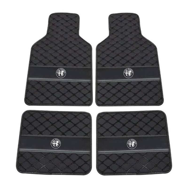 Leder-Auto-Fußmatten für Alfa Romeo Spider Type 939 2006-2012, Strapazierfähiger Rutschfester Auto-Bodenbelag Autozubehör,A-Black von YXCYJ