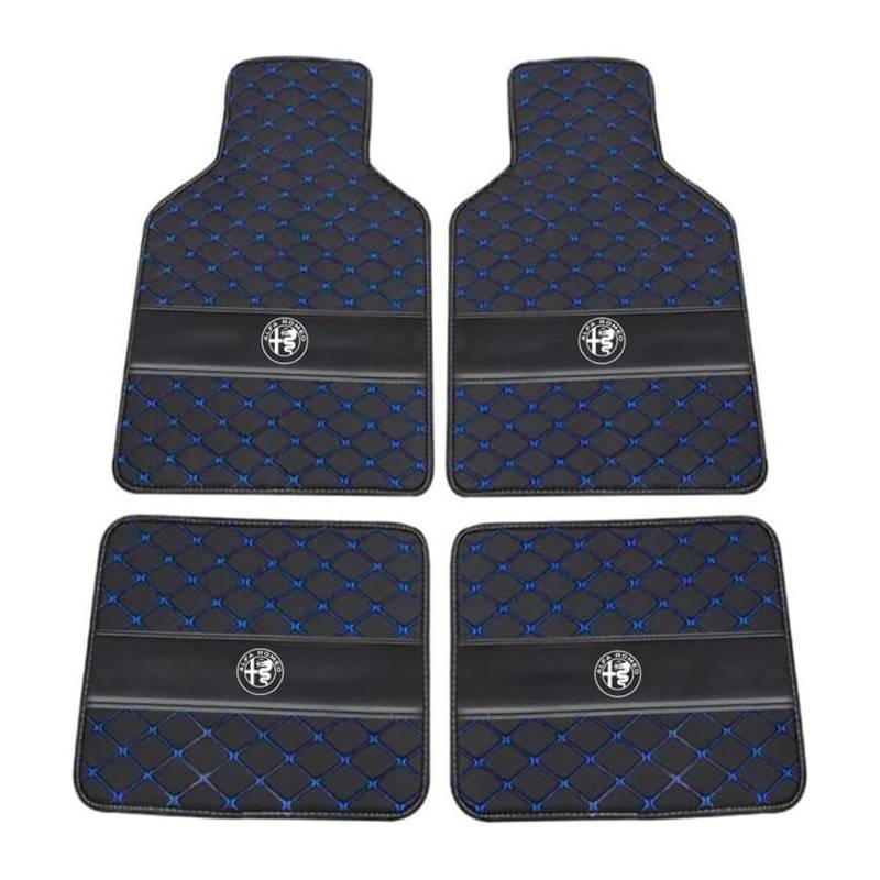 Leder-Auto-Fußmatten für Alfa Romeo Spider Type 939 2006-2012, Strapazierfähiger Rutschfester Auto-Bodenbelag Autozubehör,D-Black Blue von YXCYJ