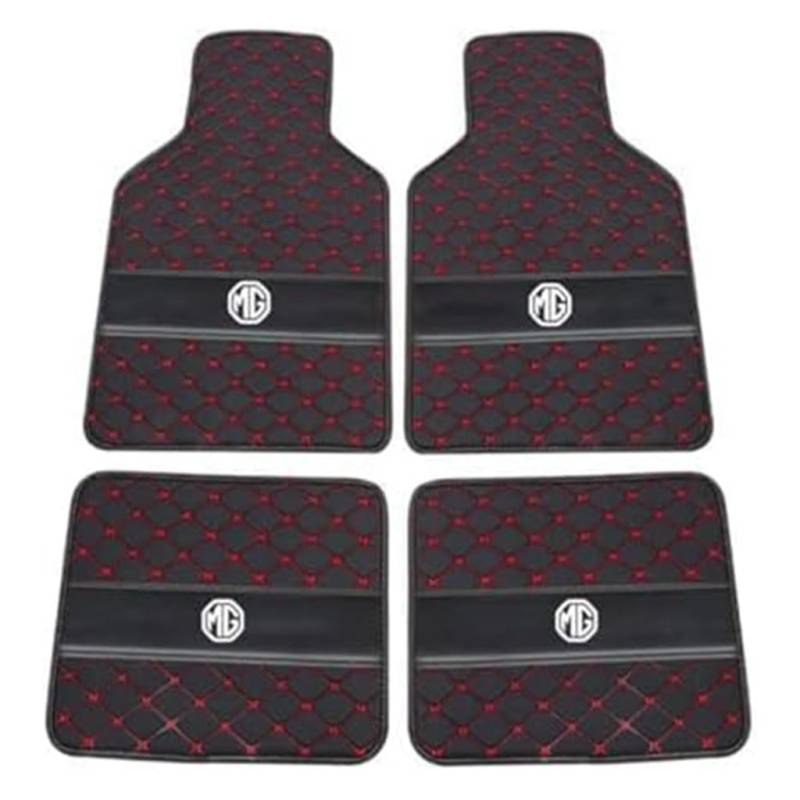 Leder-Auto-Fußmatten für MG GS 2015-2016, Strapazierfähiger Rutschfester Auto-Bodenbelag Autozubehör,C-Black Red von YXCYJ