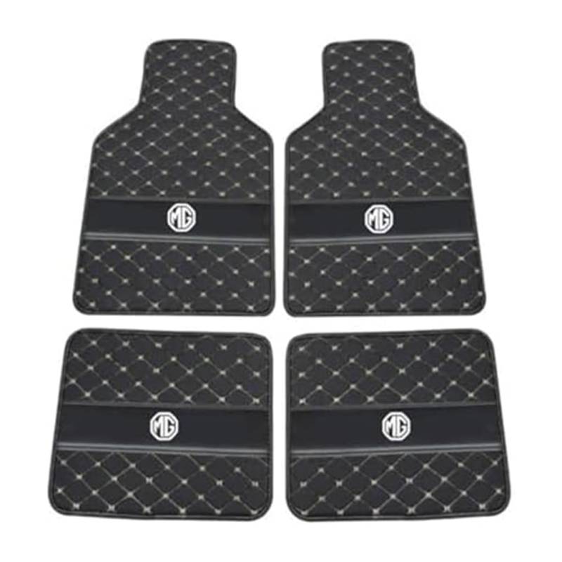 Leder-Auto-Fußmatten für MG MG3 2010-2016, Strapazierfähiger Rutschfester Auto-Bodenbelag Autozubehör,B-Black Beige von YXCYJ