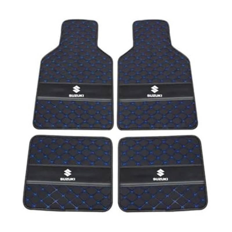 Leder-Auto-Fußmatten für Suzuki Solio 2007-2013, Strapazierfähiger Rutschfester Auto-Bodenbelag Autozubehör,D-Black Blue von YXCYJ