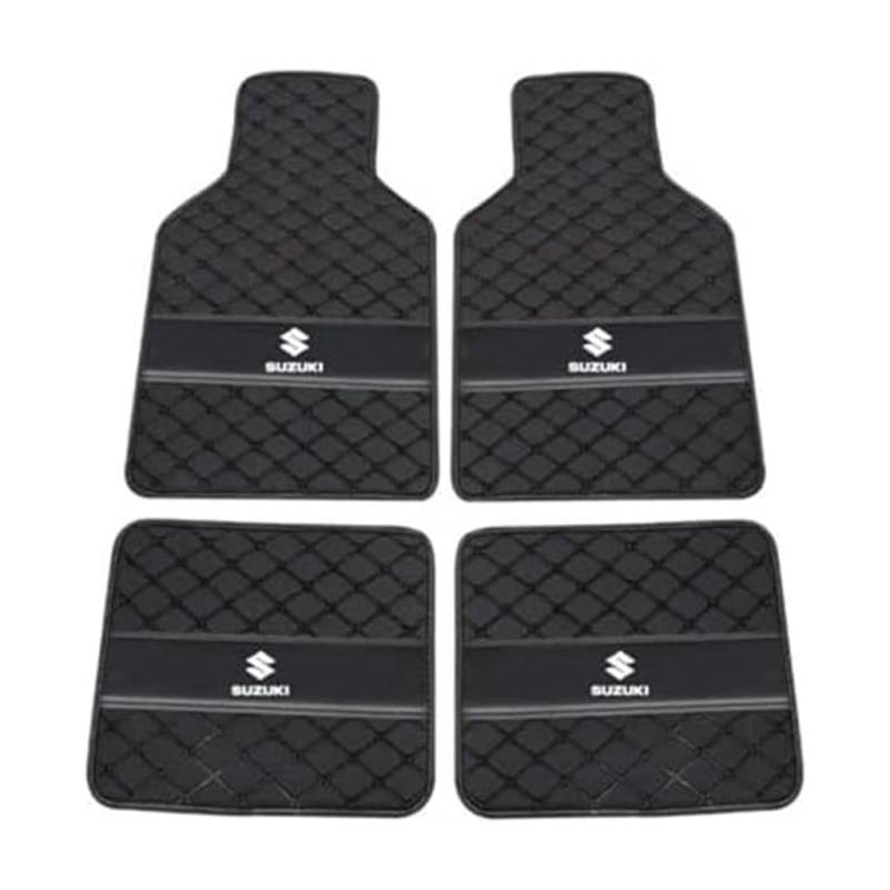 Leder-Auto-Fußmatten für Suzuki Swift 2005-2012, Strapazierfähiger Rutschfester Auto-Bodenbelag Autozubehör,A-Black von YXCYJ