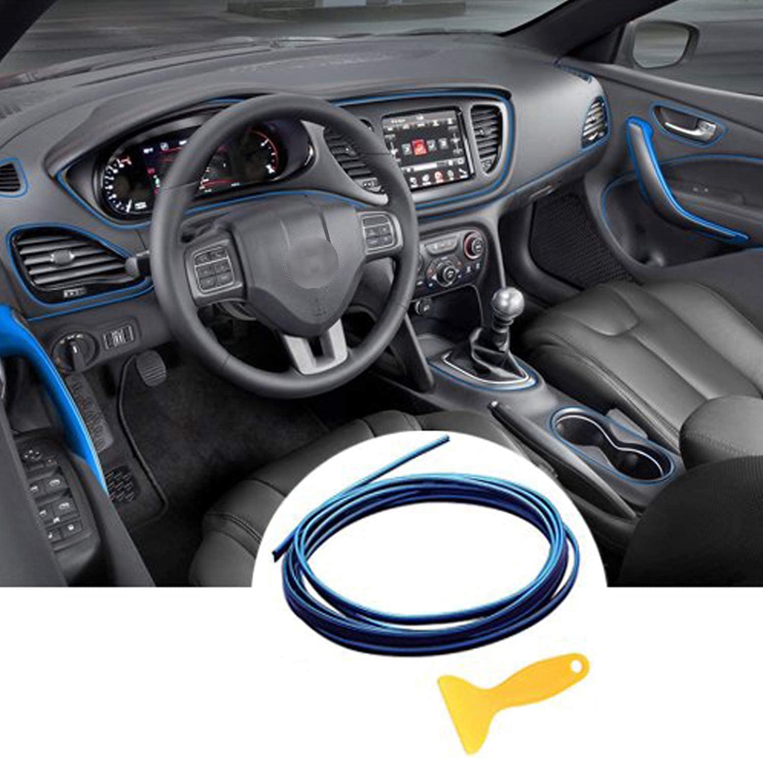 Auto Innenraum Zubehör/Interior Dcoration,Auto Zierleiste,YY-LC Einfacher Push-In Entfernbar 3D DIY Auto-Anreden,Für Universal-Autozubehör (Blau 5m) von YY-LC