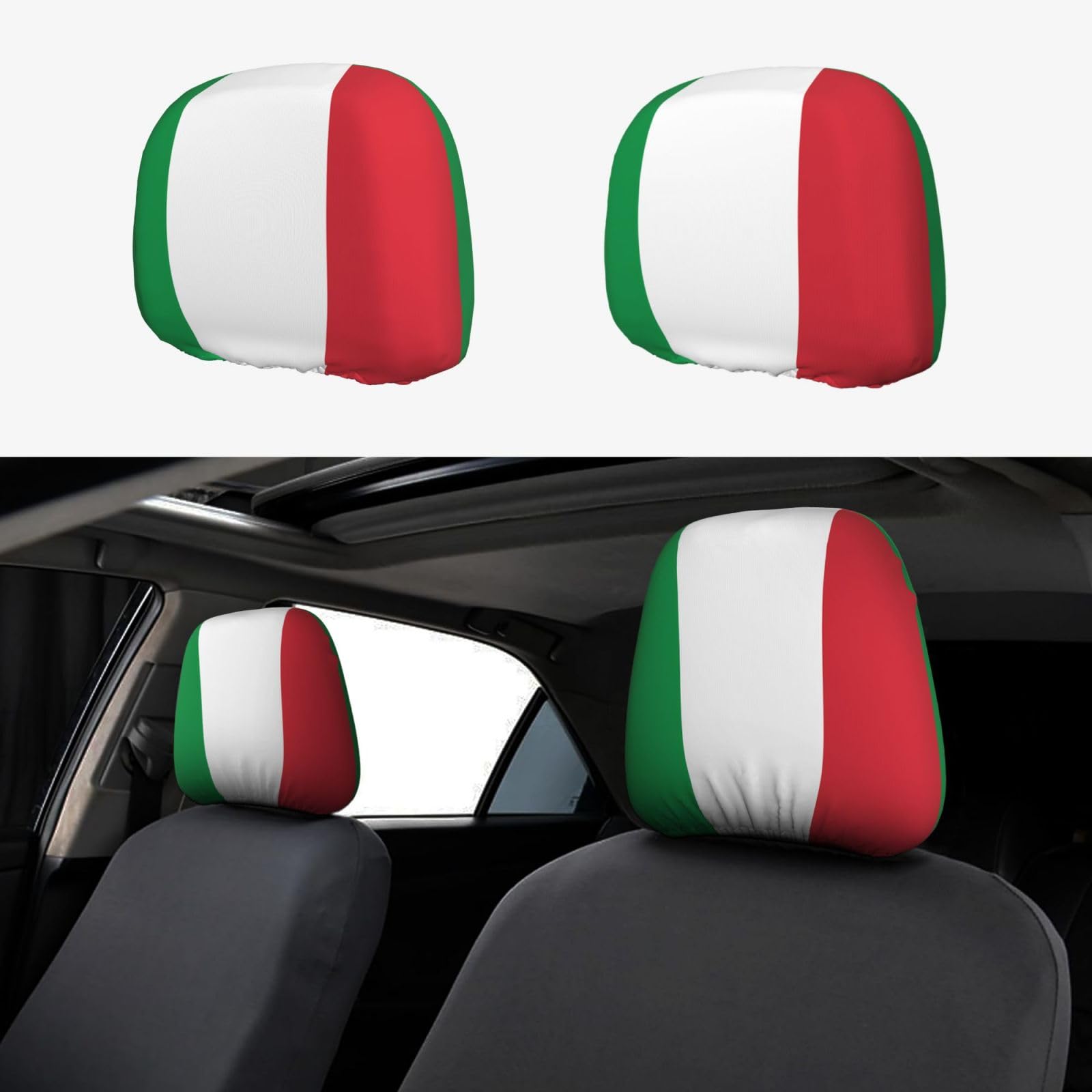 YYHHAOFA Autositzbezug mit italienischer Flagge, bedruckt, 2 Stück, Innenzubehör, Dekoration, passend für Autos, Lieferwagen, LKWs, Universal-Sitzzubehör YYHHAOFA Autositzbezug mit italienischer Flagge, bedruckt, 2 Stück, Innenzubehör, Dekoration, passend für Autos, Lieferwagen, LKWs, Universal-Sitzzubehör von YYHHAOFA