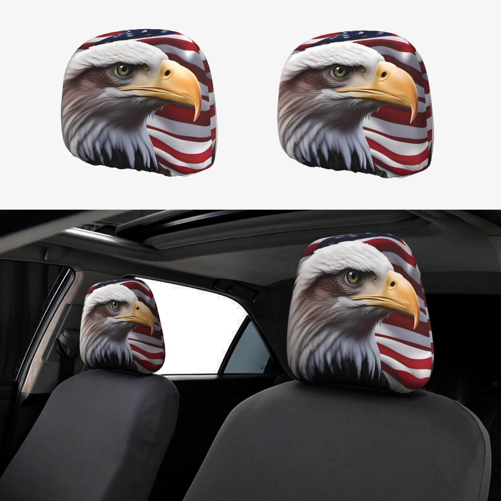 YYHWHJDE Autositzbezug mit amerikanischem Weißkopfseeadler, 2 Stück, Innenzubehör, Dekoration, passend für Autos, Lieferwagen, LKWs, Universal-Sitzzubehör YYHWHJDE Autositzbezug mit amerikanischem Weißkopfseeadler, 2 Stück, Innenzubehör, Dekoration, passend für Autos, Lieferwagen, LKWs, Universal-Sitzzubehör von YYHWHJDE