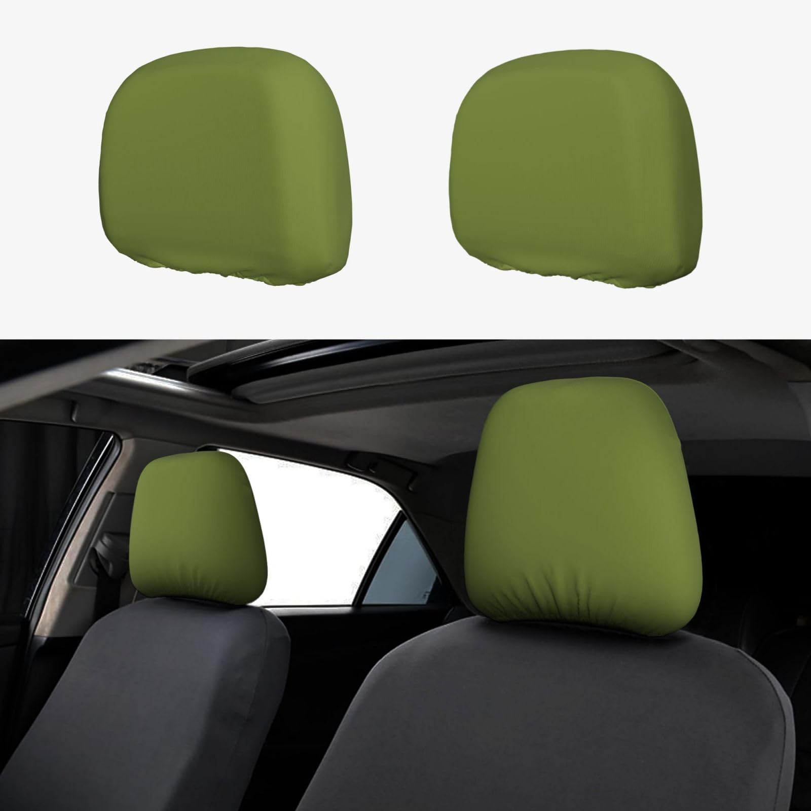 YYHWHJDE Kopfstützenbezug, einfarbig, Kiwi-Grün, 2 Stück, Innenzubehör, Dekoration, passend für Autos, Lieferwagen, LKWs, Universal-Sitzzubehör YYHWHJDE Kopfstützenbezug, einfarbig, Kiwi-Grün, 2 Stück, Innenzubehör, Dekoration, passend für Autos, Lieferwagen, LKWs, Universal-Sitzzubehör von YYHWHJDE