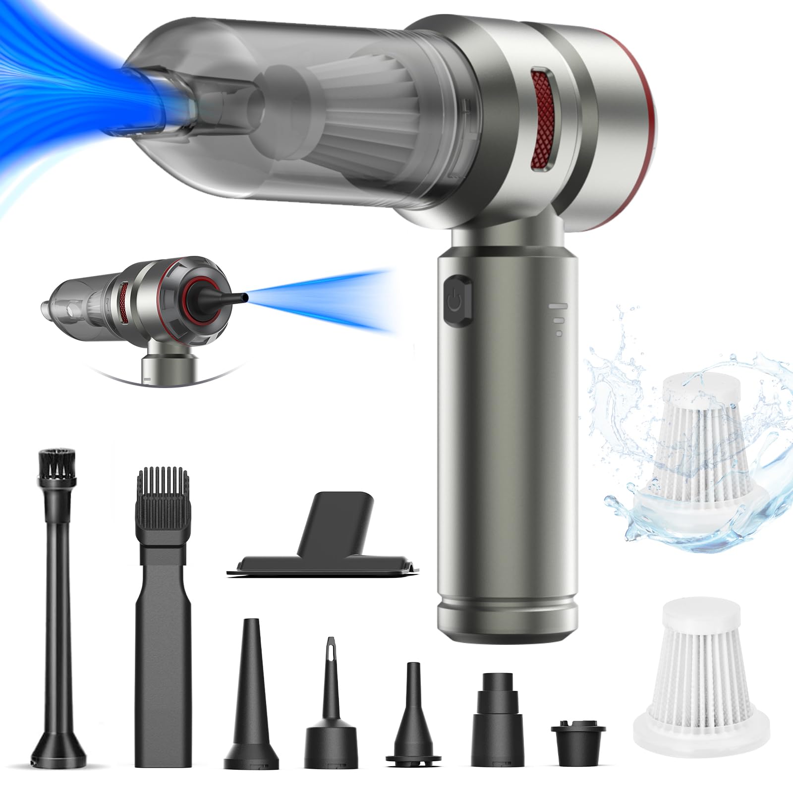Handstaubsauger Autostaubsauger Elektrische Staubgebläse 4 in 1 20000PA Auto Staubsauger Extra Stark mit Akku,6000mAh Autostaubsauger 2 Stufen für Nass/Trocken, Haus, Büro,Tierhaare (Silber+Rot) Handstaubsauger Autostaubsauger Elektrische Staubgebläse 4 in 1 20000PA Auto Staubsauger Extra Stark mit Akku,6000mAh Autostaubsauger 2 Stufen für Nass/Trocken, Haus, Büro,Tierhaare (Silber+Rot) von YYYuYong