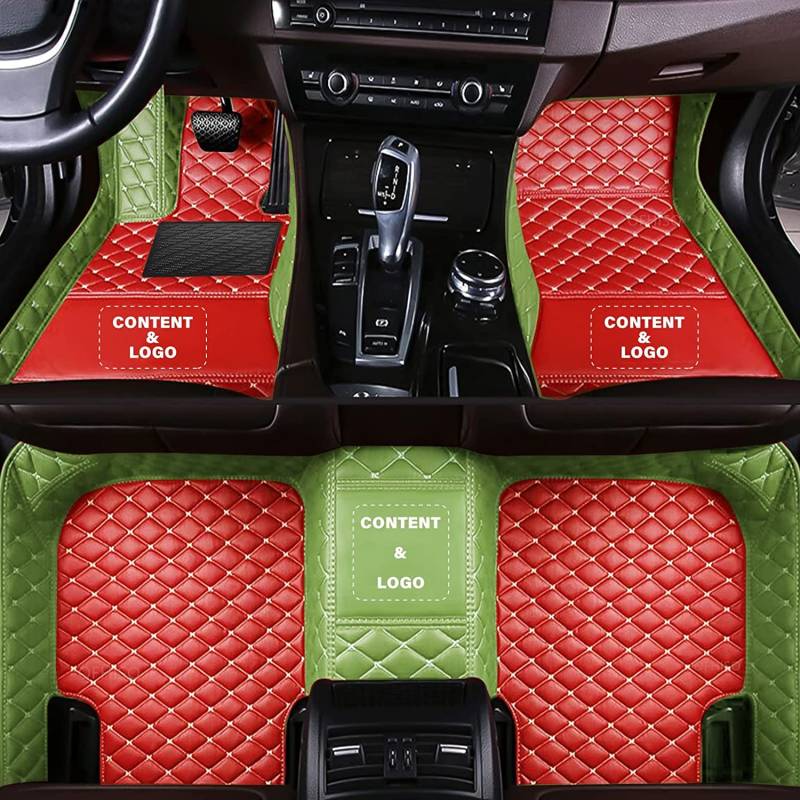 YYZYY Nach Maß Auto FußMatten für 99% Stufenheck, Schrägheck, Coupe, Kombi, Cabriolet, Großraumlimousine 2000-2023 Automodelle Allwetter Fussmatten Set Zubehör Fußmatte PU Leder… (Grün+Rot) von YYZYY