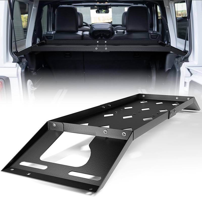 YZONA Schwarzer Gepäckkorb hinten, kompatibel mit Jeep Wrangler JK JKU & JL JLU 4-Türer Hardtops, Kofferraum-Aufbewahrung, Gepäckträgerregal (strapazierfähig, 136 kg) von YZONA