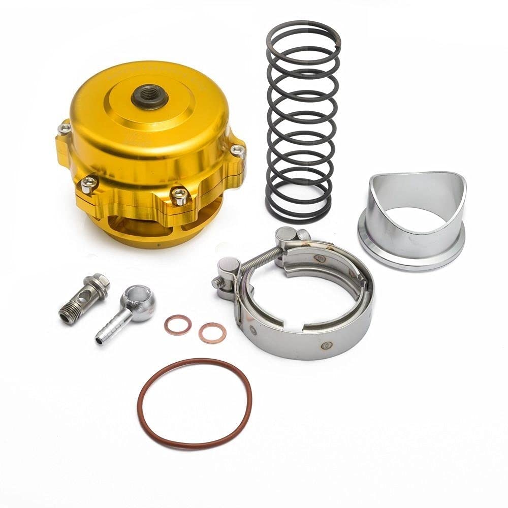 Boost Ventil,Turbo Blow Off Valve Universal-50mm V Band wegblasenventil Weld auf Aluminium(Gold) von YZWHKJ