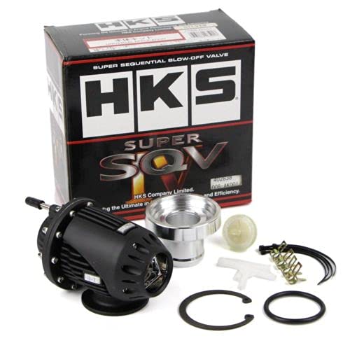 Boost Ventil,Turbo Blow Off Valve Universal-Turbo-Blasenventil for Aluminium-Zugtyp mit Adapter schwarzer Silber(Black) von YZWHKJ