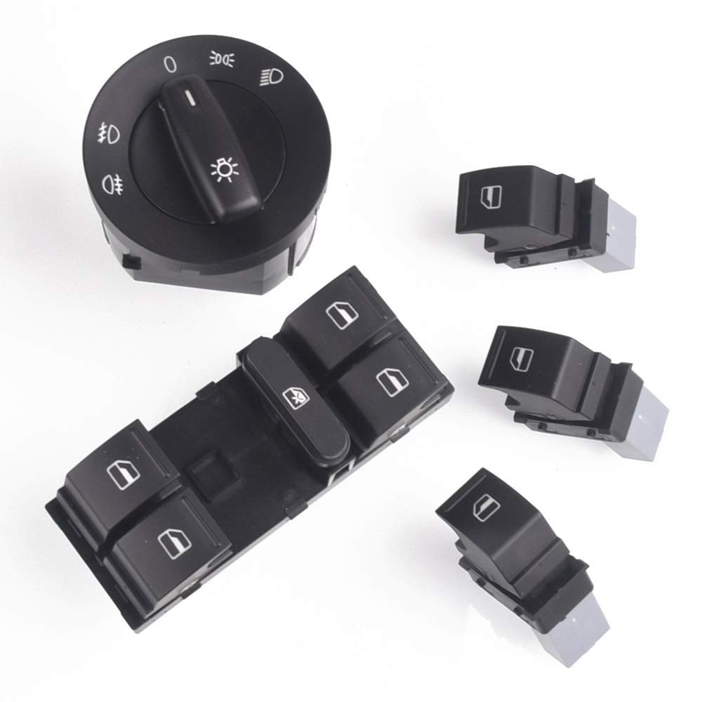 Fensterheber Schalter,Fensterhebersteuerung Auto-Power-Fenstertaste Scheinwerferschalter fit verwendung Passend für VW Jetta Mk5 Golf 5 6 Passat B6 CC 7L6959855B 1K4959857 1K0941431 Fensterheber Schalter,Fensterhebersteuerung Auto-Power-Fenstertaste Scheinwerferschalter fit verwendung Passend für VW Jetta Mk5 Golf 5 6 Passat B6 CC 7L6959855B 1K4959857 1K0941431 von YZWHKJ