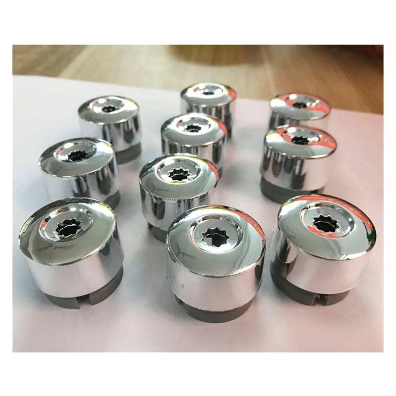 Radschrauben,Radmuttern 10 Stücke Chrom-Rad-Ansatz-Bolzenmut-Kappe-Abdeckung ABS-Kunststoff Mit Triple Chrome-Finish Passend für VW Touareg 2004-2014 von YZWHKJ