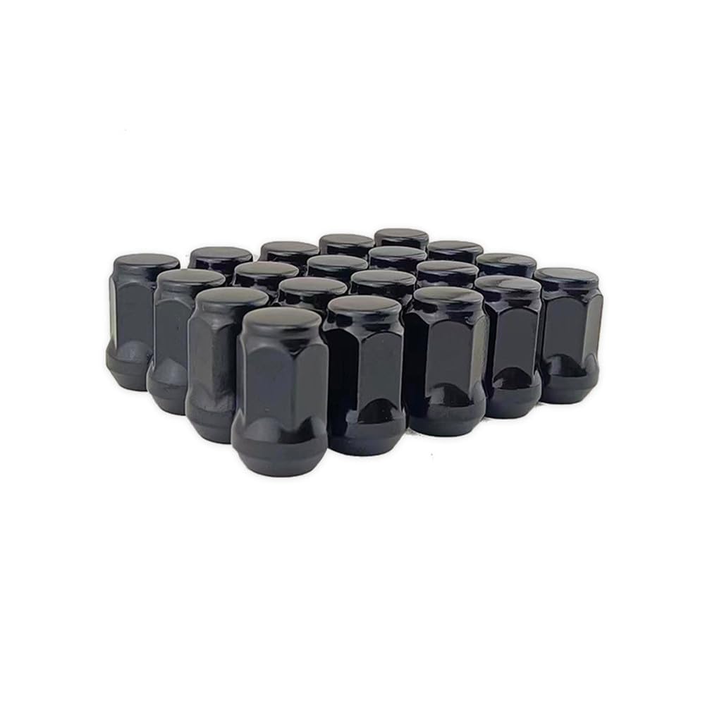 Radschrauben,Radmuttern 20 Stück Schwarze Radmuttern mit geschlossenem Ende, gewölbte Eichelmuttern M12x1,25, M12x1,5, M14x1,5, 1/2-20 Zoll, Sechskant 19 mm, Höhe 35 mm, Radmuttern(1-2-20) von YZWHKJ