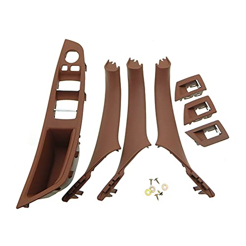 Türgriff Innen Auto,Türgriff innen Auto Innentürgriff Innere Türplatte Ziehen Ziehen Abdeckung Fit Passend für BMW 5 Serie F10 F10 520 525(Red Brown) von YZWHKJ