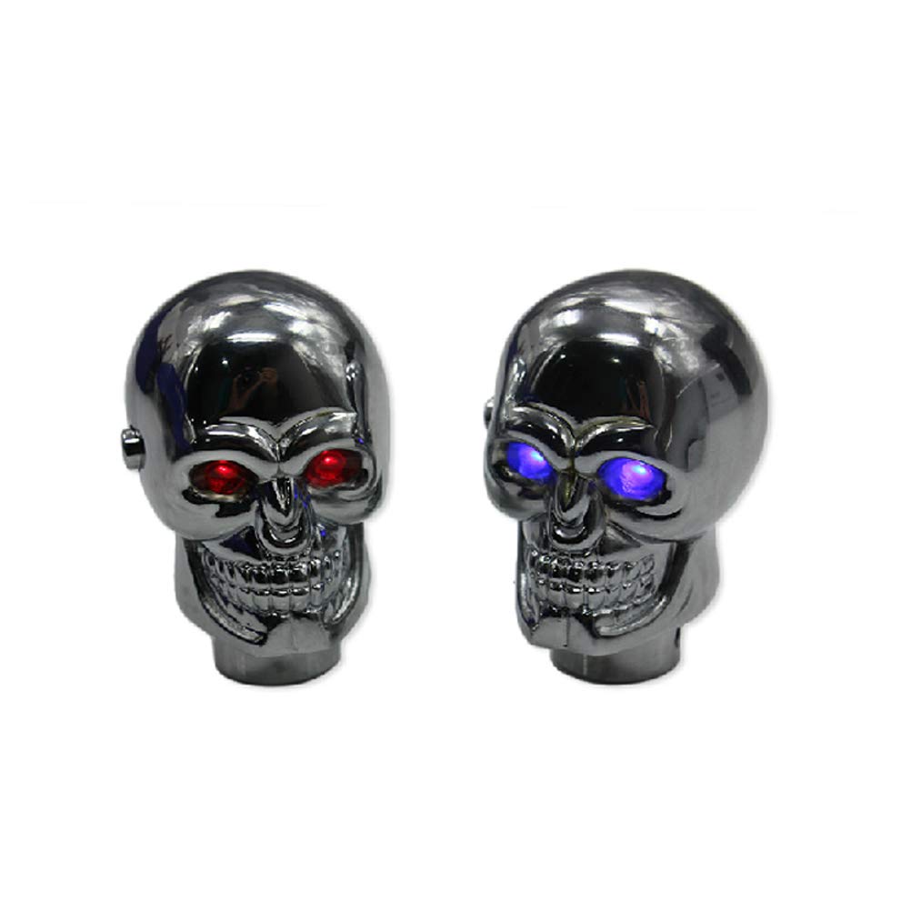 Schaltknauf totenkopf Skull Shape Universal Manuell Auto Schaltknauf Schaltkopf mit Led light für Schaltgetriebe (Blaue LED) von YZYP