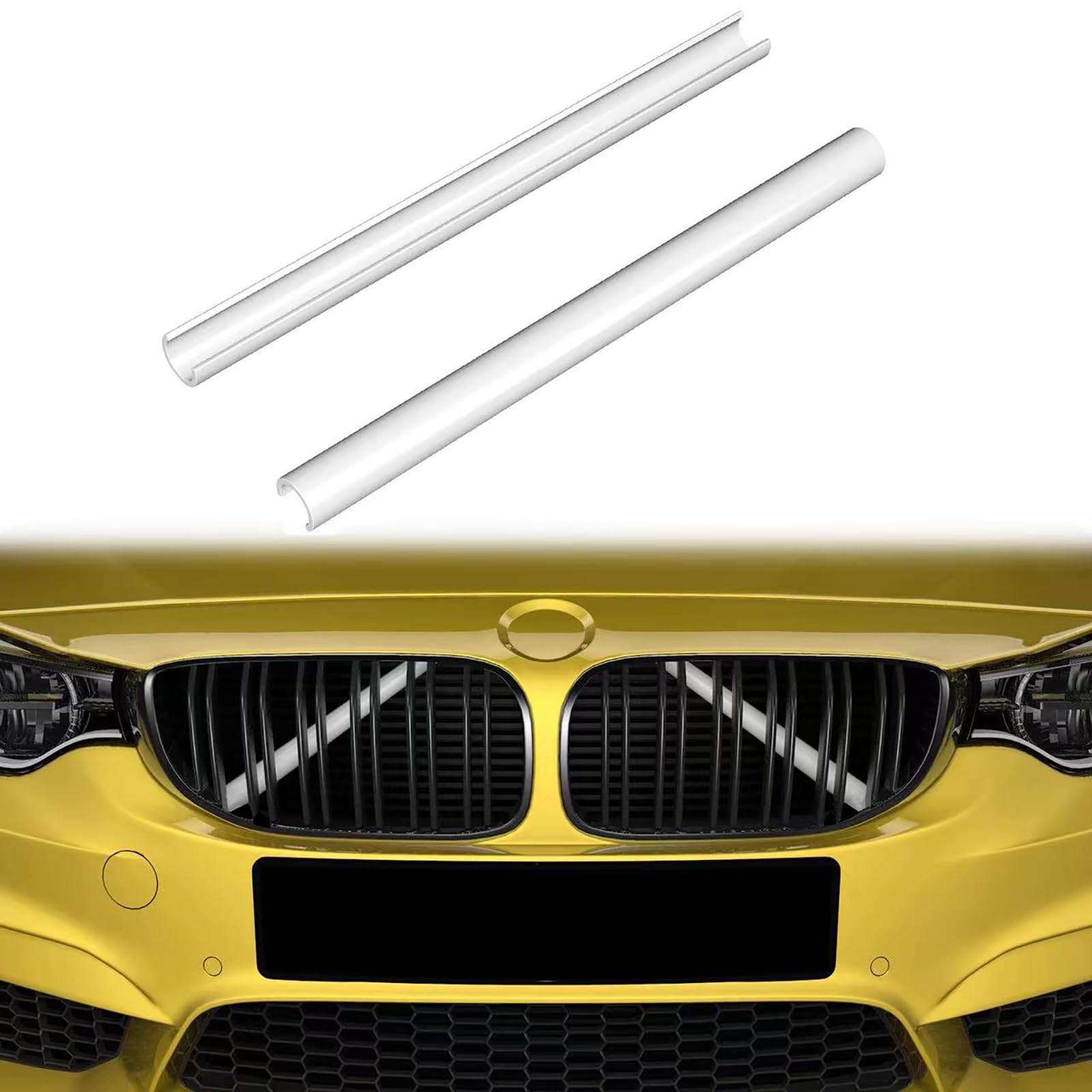 Frontgrill Einsatz, Streifen Kühlergrill Einsätze Zierleiste Kompatibel mit BMW 5er F07 F10 F11 F18, Grilleinsatzzubehör für 520i 523i 525i 528i 530i 535i 550i Zubehör (Weiß) von YZYUN