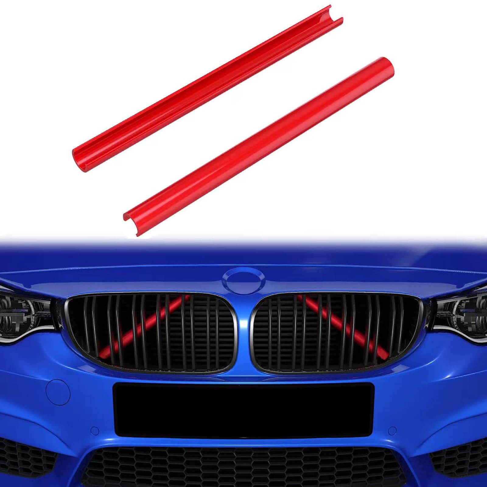 Frontgrill Einsatz, Streifen Kühlergrill Einsätze Zierleiste Kompatibel mit BMW 5er F07 F10 F11 F18, Grilleinsatzzubehör für 520i 523i 525i 528i 530i 535i 550i (Rot) von YZYUN