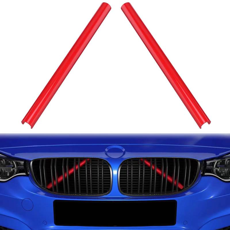 Frontgrill Einsatz Kompatibel mit BMW F30 F32, Streifen Kühlergrill Einsätze Zierleiste für 3er 4er 2012-2019, F32 F30 320 328 330 335 428 435 (Rot) von YZYUN