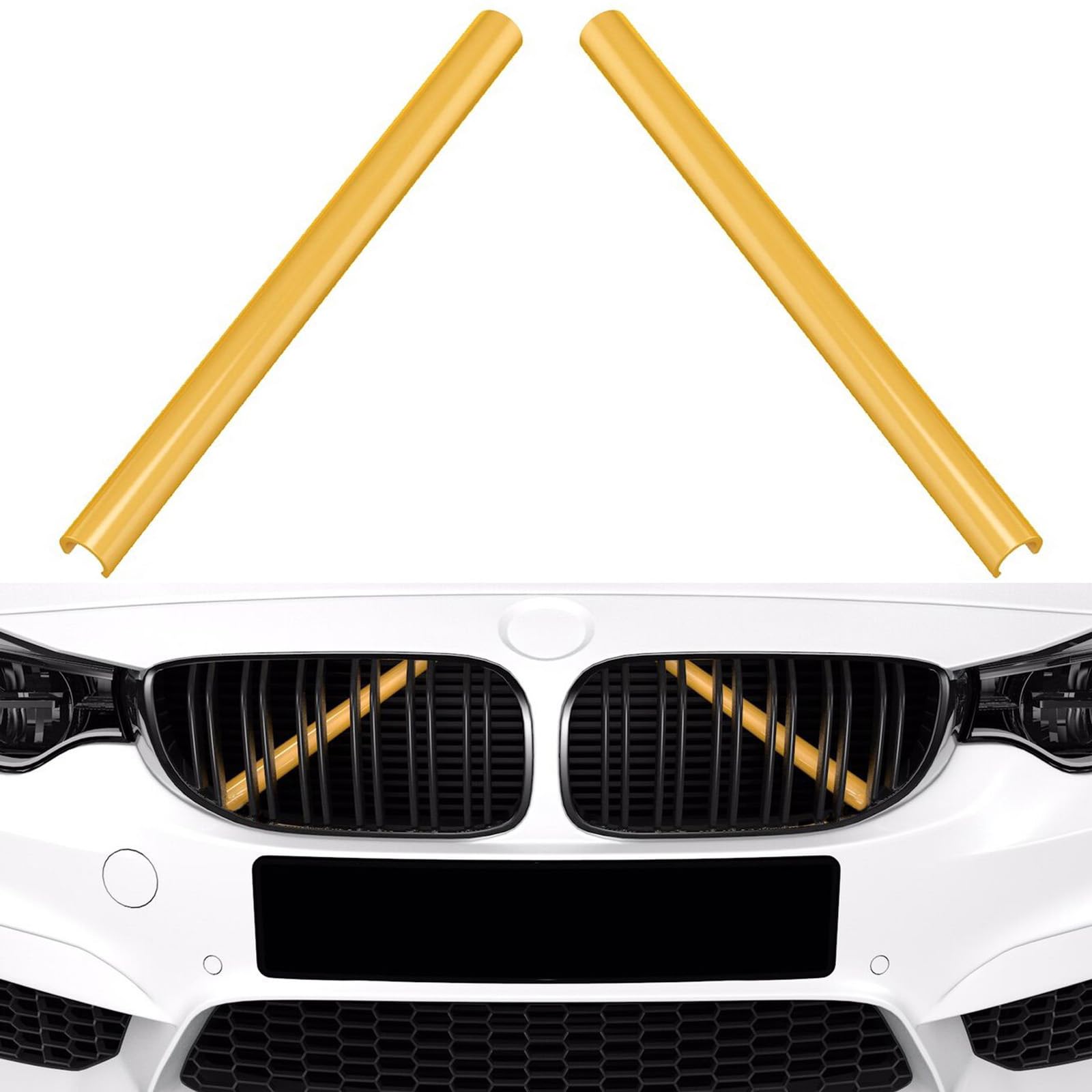 Frontgrill Einsatz für F30 F32, Streifen Kühlergrill Einsätze Zierleiste Kompatibel mit BMW 3er 4er 2012-2019, F32 F30 320 328 330 335 428 435 (Gelb) von YZYUN