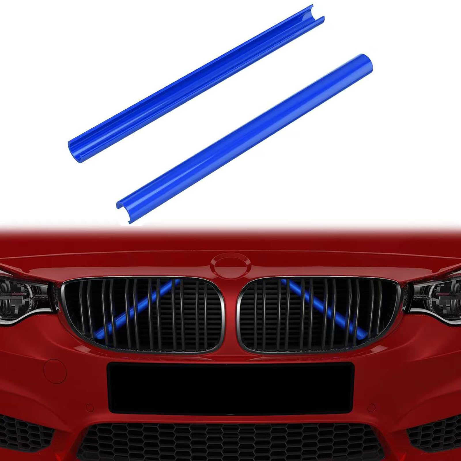 Frontgrill Einsatz, Streifen Kühlergrill Einsätze Zierleiste Kompatibel mit BMW 5er F07 F10 F11 F18, Grilleinsatzzubehör für 520i 523i 525i 528i 530i 535i 550i Zubehör (Blau) von YZYUN