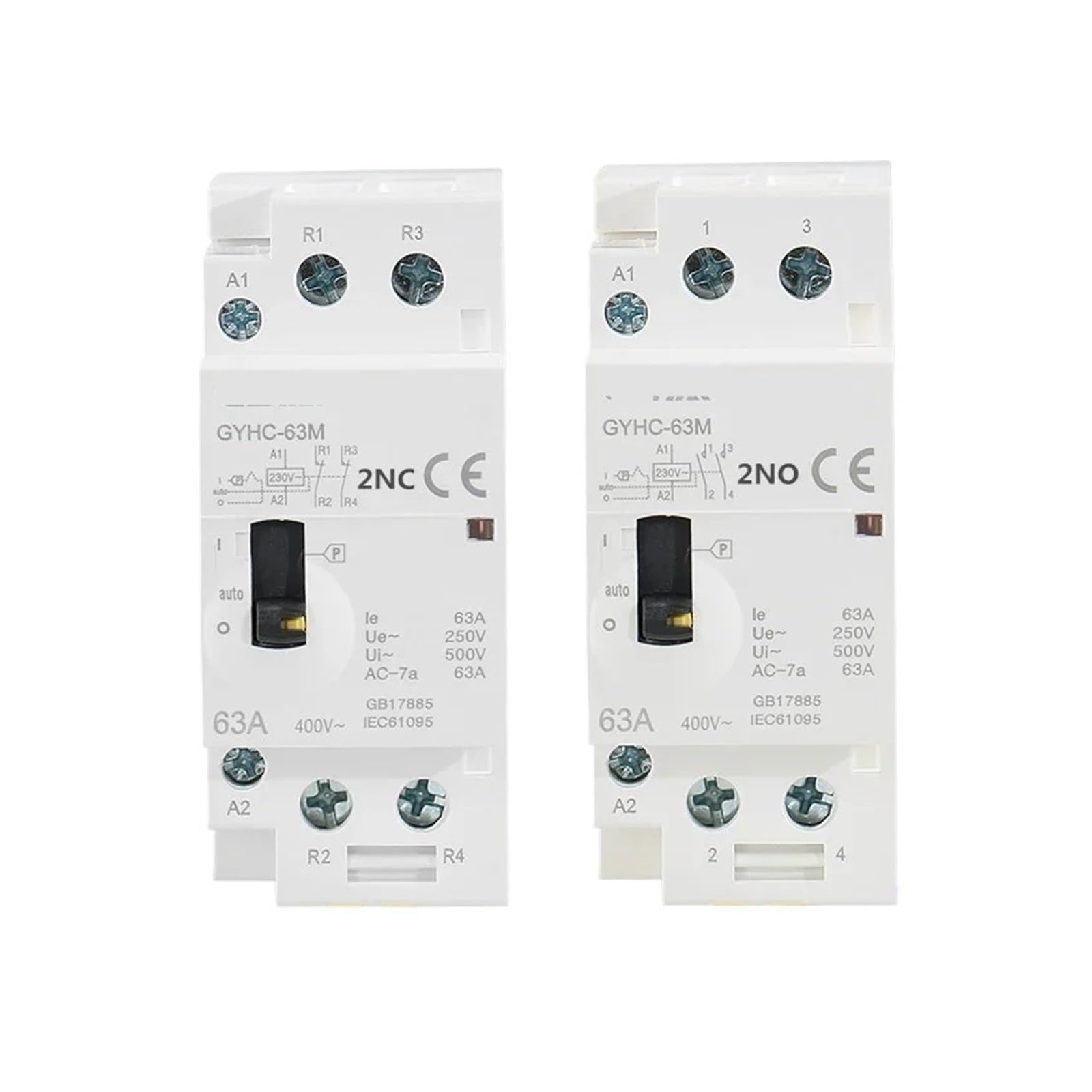 2P 40A 63A 2NO oder 2NC Manueller modularer Haushalts-DIN-Schienen-AC-Schütz AC220V 230V Manuelle Steuerung(2P 40A 2NC 220V) von YZZMY