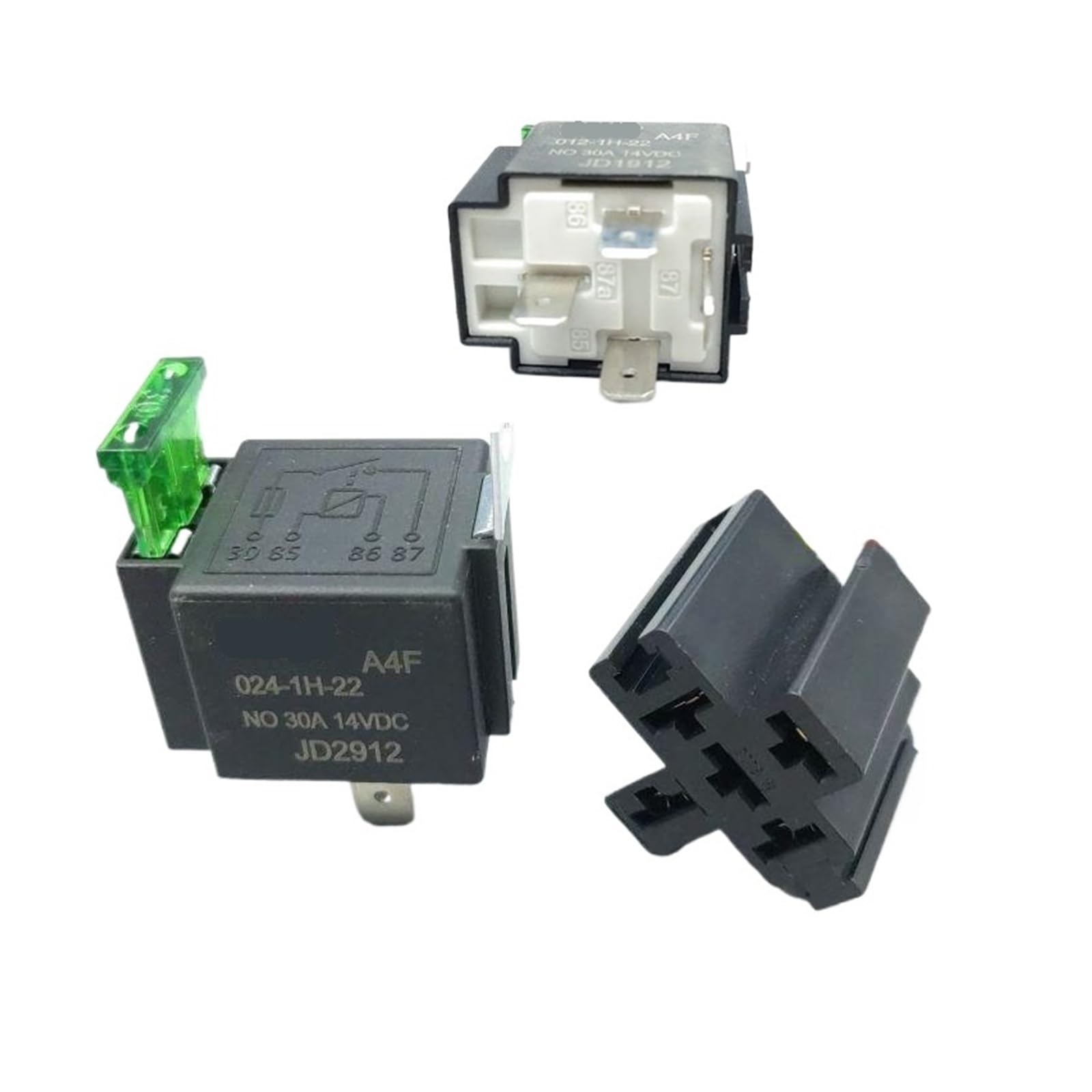 30A 4/5pin Sicherung Relais Schalter 12V /24DC SPST Automotive Relais Mit Relais Sockel Relais Kit(4P24V 15CM) von YZZMY