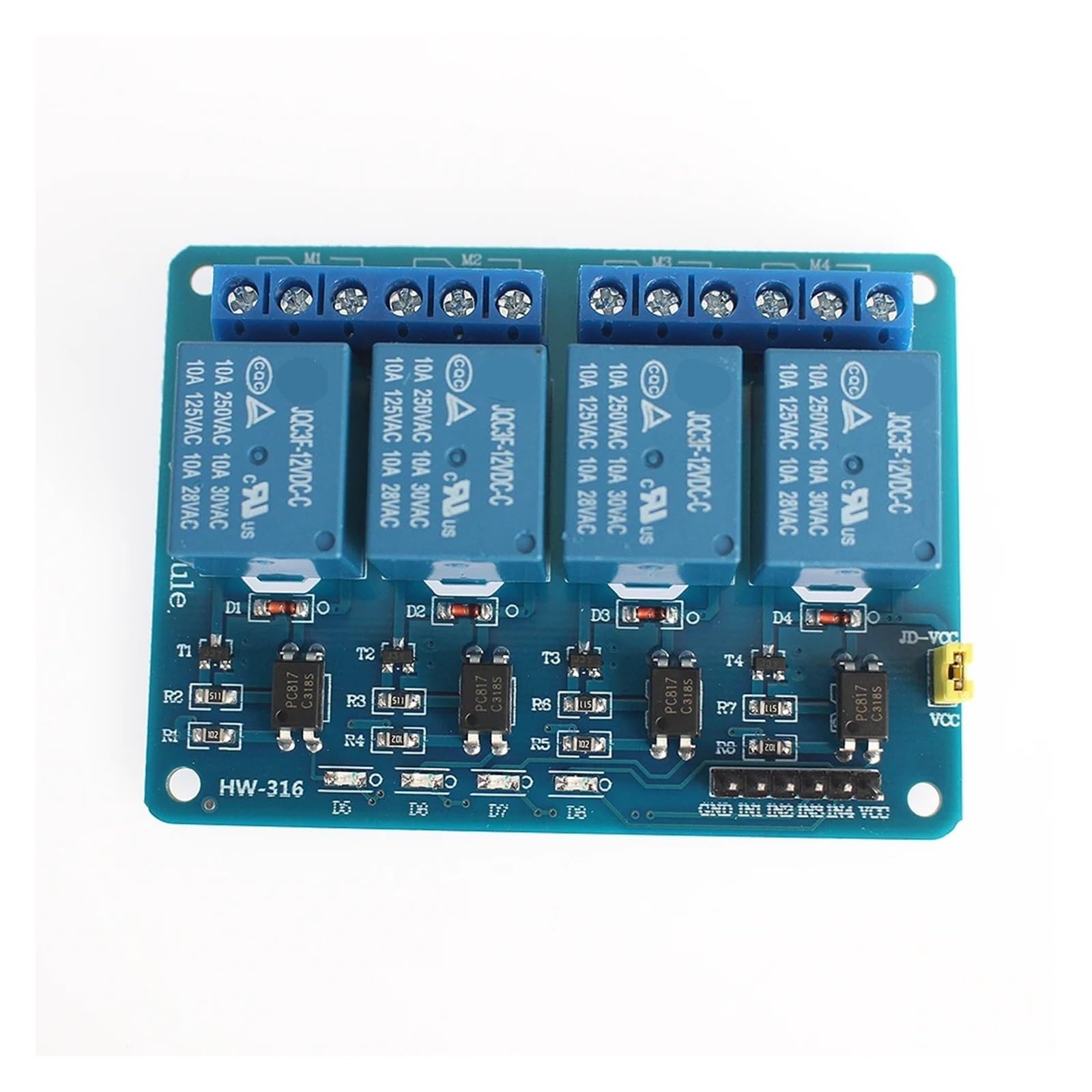 5V 12V Relaismodul 1 2 4 6 8 Kanal mit Optokoppler-Relaisausgang 1 2 4 6 8-Wege-Relaismodul for auf Lager(4 channel 12V) von YZZMY
