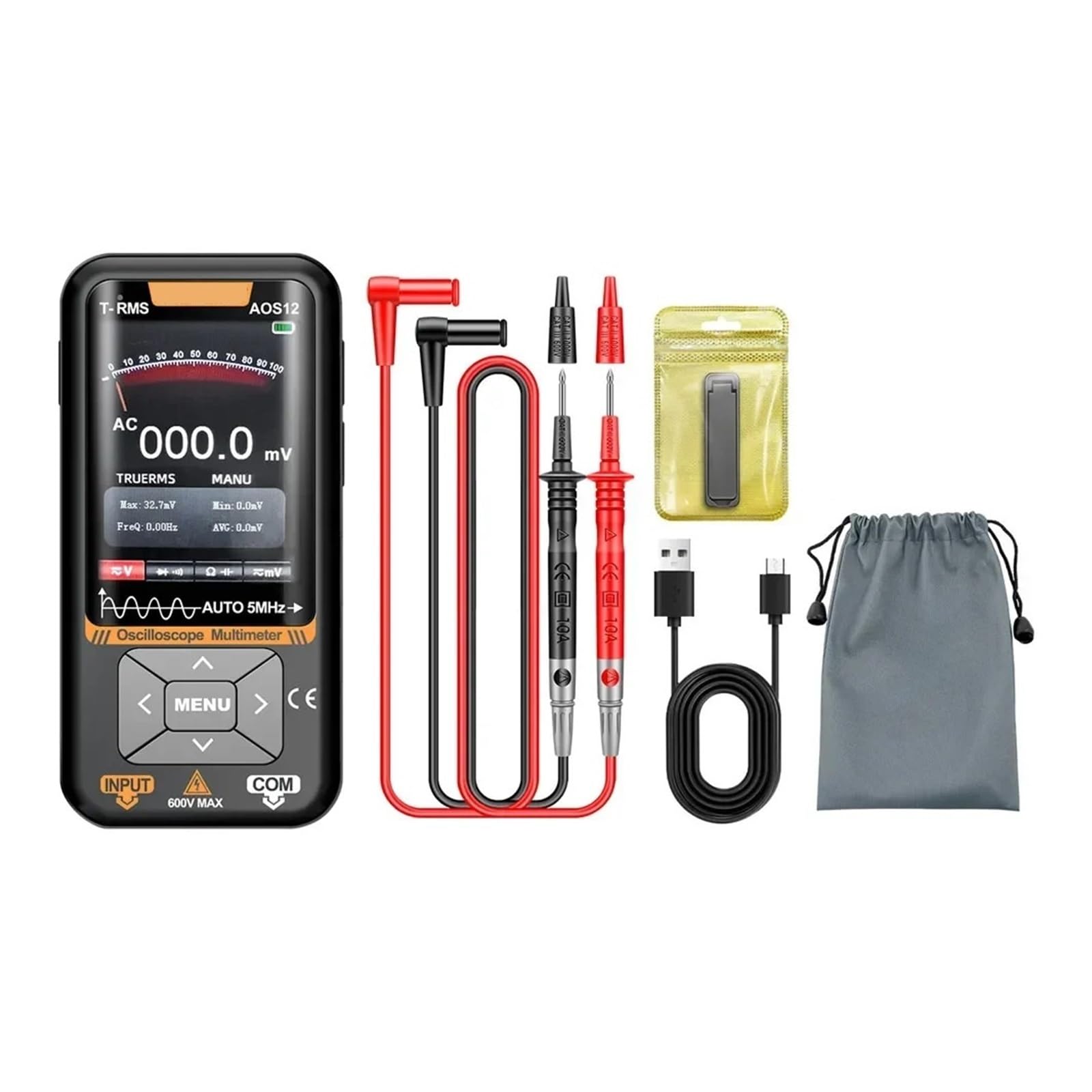 AOS12 Tragbares 2-in-1-Oszilloskop-Multimeter, multifunktionales elektrisches Testwerkzeug, 5 MHz, 48 MSa/s Abtastrate(AOS12) von YZZMY