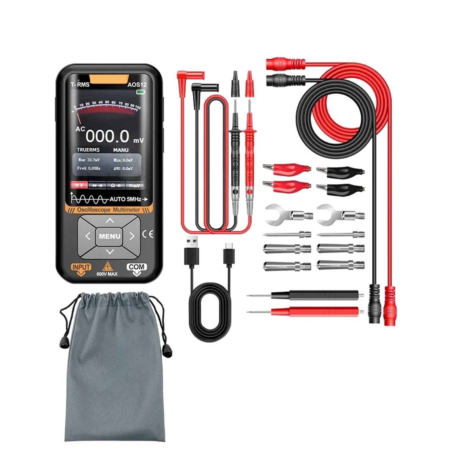 AOS12 Tragbares 2-in-1-Oszilloskop-Multimeter, multifunktionales elektrisches Testwerkzeug, 5 MHz, 48 MSa/s Abtastrate(AOS12 PRO) von YZZMY