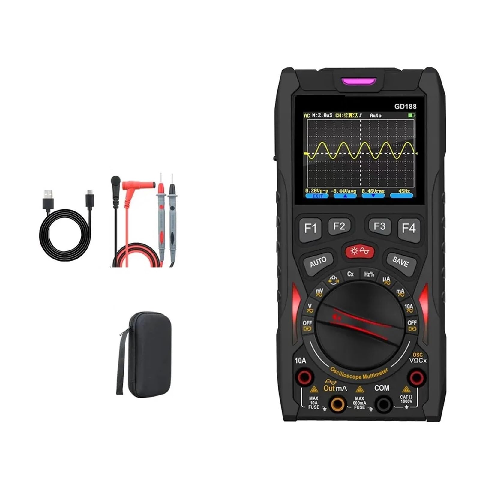 Digitales Oszilloskop, 50 MS/s Abtastrate, 12 MHz, analoge Bandbreite, Multimeter-Tester, Signalgenerator mit Wellenformspeicher Digitales Oszilloskop, 50 MS/s Abtastrate, 12 MHz, analoge Bandbreite, Multimeter-Tester, Signalgenerator mit Wellenformspeicher von YZZMY