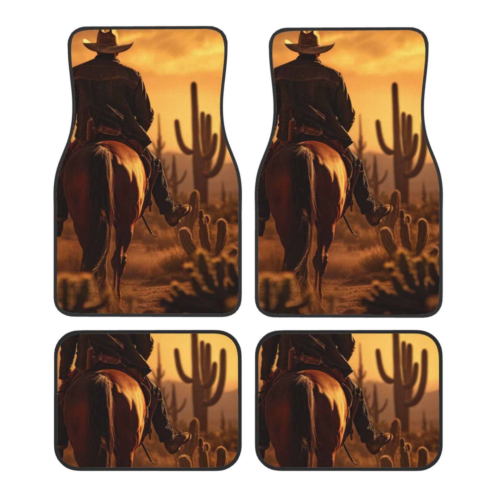West Wüstenkaktus mit Cowboys reitenden Pferden, komplettes Set, universelle Fußmatten für Autos, SUVs, LKWs, rutschfeste Automatten West Wüstenkaktus mit Cowboys reitenden Pferden, komplettes Set, universelle Fußmatten für Autos, SUVs, LKWs, rutschfeste Automatten von YaWea