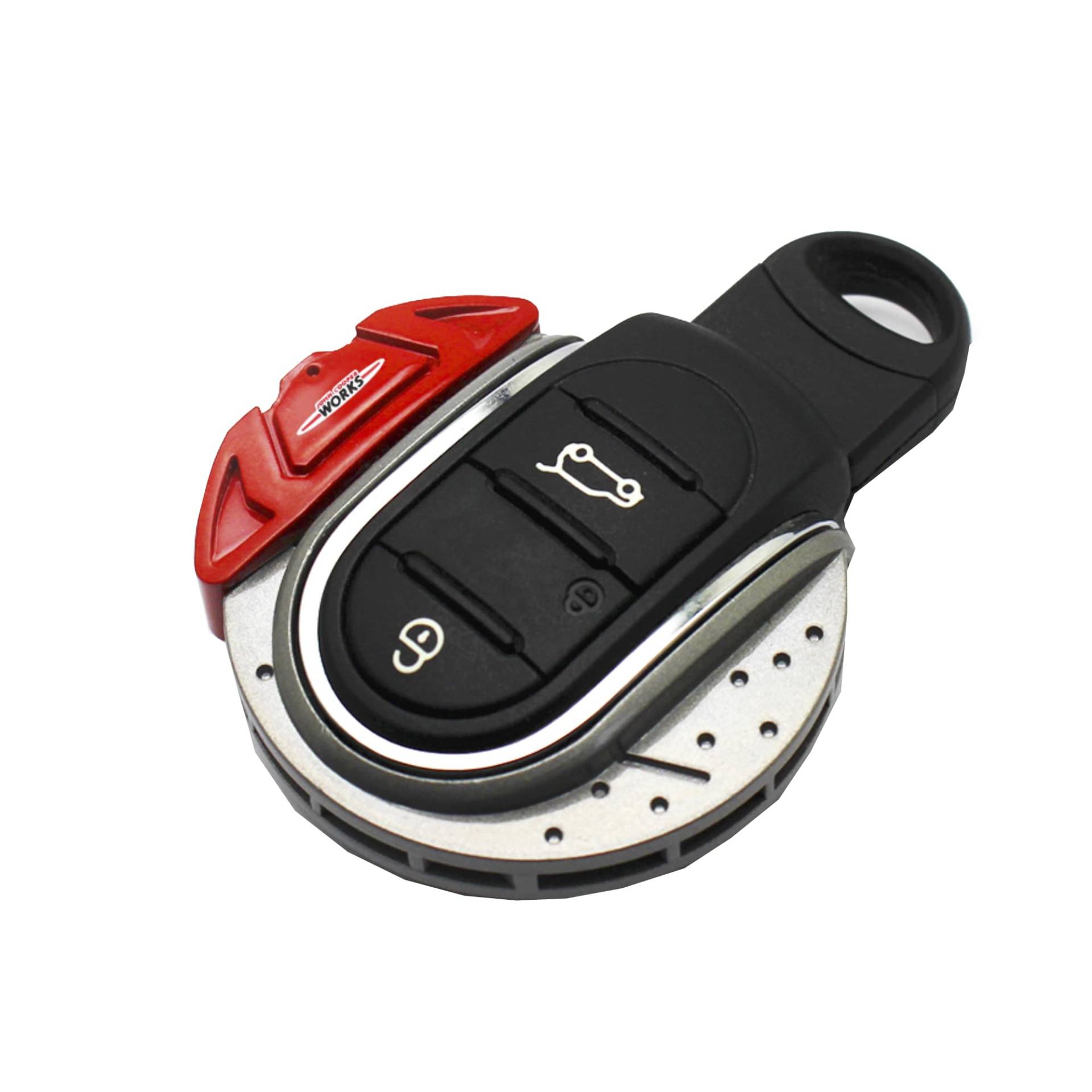 YaaGoo Schlüsselgehäuse, Bremsscheiben-Form, für Mini Cooper F55, F56, F57, F54, JCW, F60, Countryman Clubman.., silber, red JCW logo von YaaGoo