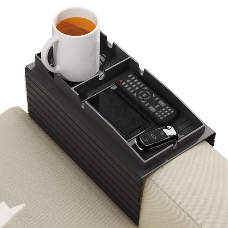 Yabauuop Couch Tablett Mit Getränkehalter, Klemmbares Sofaarm-Tablett Mit Halterung, Silikontablett Zur Aufbewahrung Für Wohnmobil Auto Wohnzimmer Outdoor Picknick Fernsehabend von Yabauuop