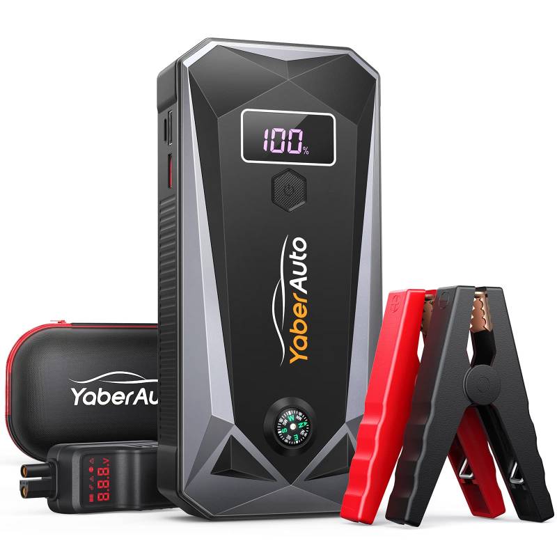 YaberAuto Starthilfe Powerbank 3000A Spitzenstrom 21800mAh Auto Starthilfe mit LCD Bildschirm, Starthilfegerät (Für Alle Benzinmotor oder 7,0L Dieselmotoren) mit LED Taschenlampe, YA50 von YaberAuto