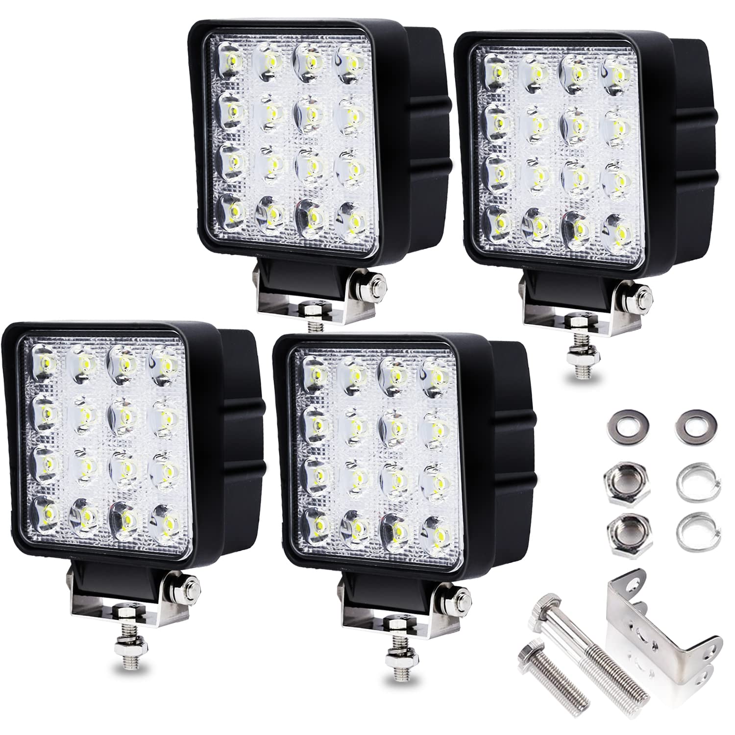 Yakimz 4 Pcs 48W LED Arbeitsscheinwerfer 12V Zusatzscheinwerfer 4320LM, LED Scheinwerfer 6500K Rückfahrscheinwerfer IP67 Wasserdicht für Trecker Offroad SUV Yakimz 4 Pcs 48W LED Arbeitsscheinwerfer 12V Zusatzscheinwerfer 4320LM, LED Scheinwerfer 6500K Rückfahrscheinwerfer IP67 Wasserdicht für Trecker Offroad SUV von Yakimz
