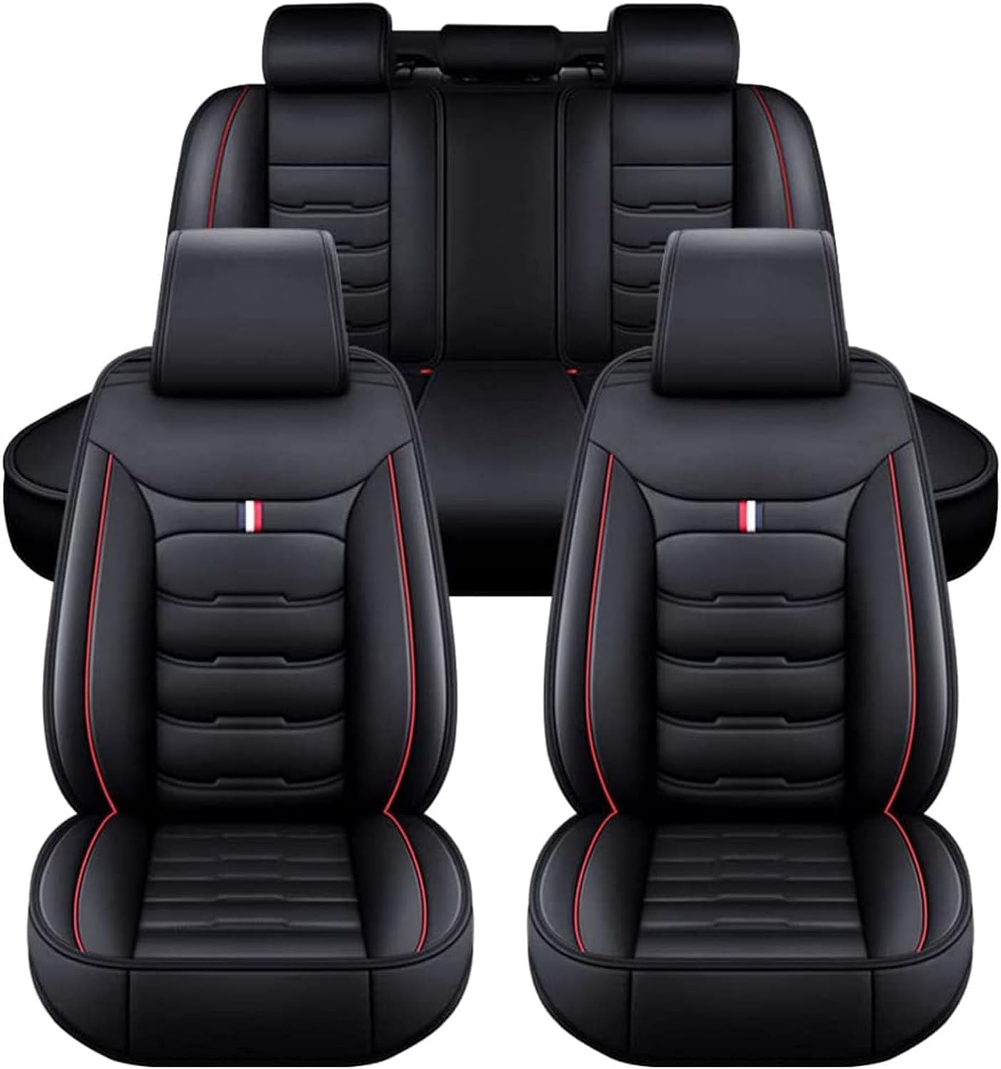 YanZB Auto Sitzbezüge für Isuzu D-Max (2016), Leder Bequem Schonbezüge Atmungsaktiv rutschfest Sitzschoner Innenraum Zubehör,Black-Red von YanZB