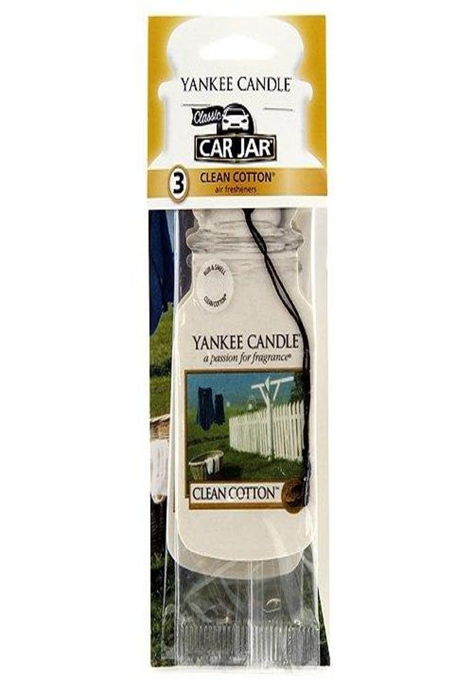 Yankee Candle Car Jar 3er Bonus-Pack, Clean Cotton, Autoduft, Duft Aufhänger, Raum Erfrischer, 1114305 von Yankee Candle