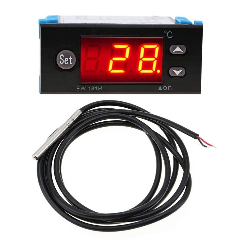 Digitaler Temperaturregler, EW-181H Digitaler Thermostat 220V AC -45 ℃ ~ 80 ℃ Temperaturregler-Kontrollmesser mit Sonde von Yanmis