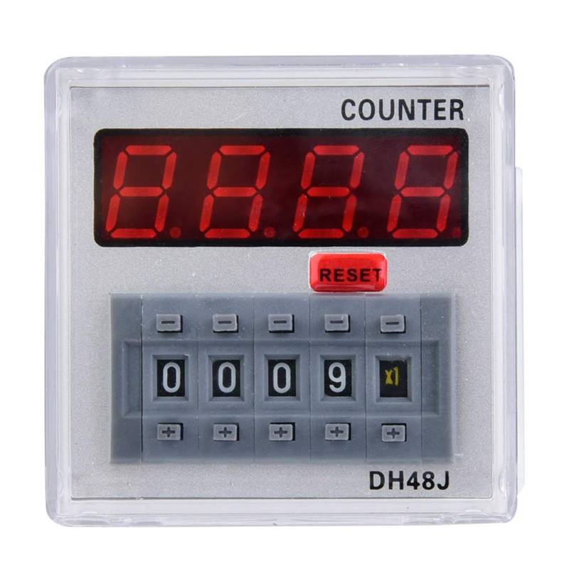 Elektronisches Zählerrelais, DH48J-A 24 V AC/DC ABS 1-999900 11-poliger Zähler zum Zurücksetzen der Schalttafel oder zum Zurücksetzen der Klemmen mit LED-Anzeige, digitales Zeitrelais(24V AC/DC) von Yanmis