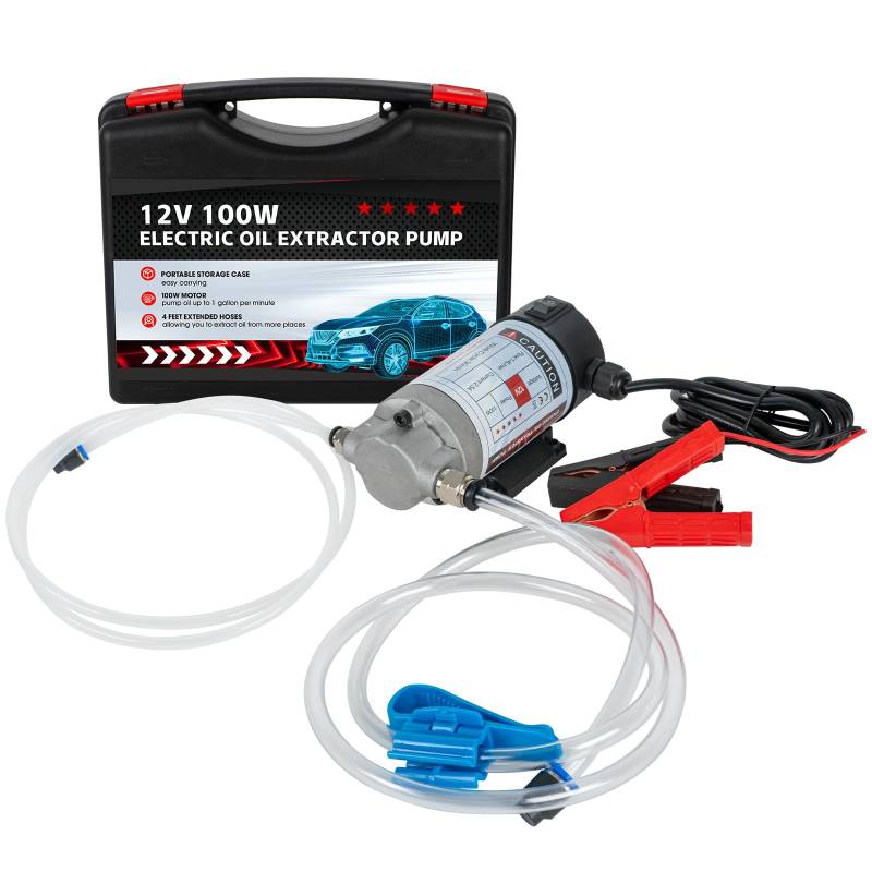 YaoFaFa 12V 100W Ölabsaugpumpe Kraftstoffpumpe Motoröl-Wechsel Diesel Umfüllpumpe Fluid ExtractorGeräuscharm Ausgestattet mit Aufbewahrungsbox aus Kunststoff von YaoFaFa