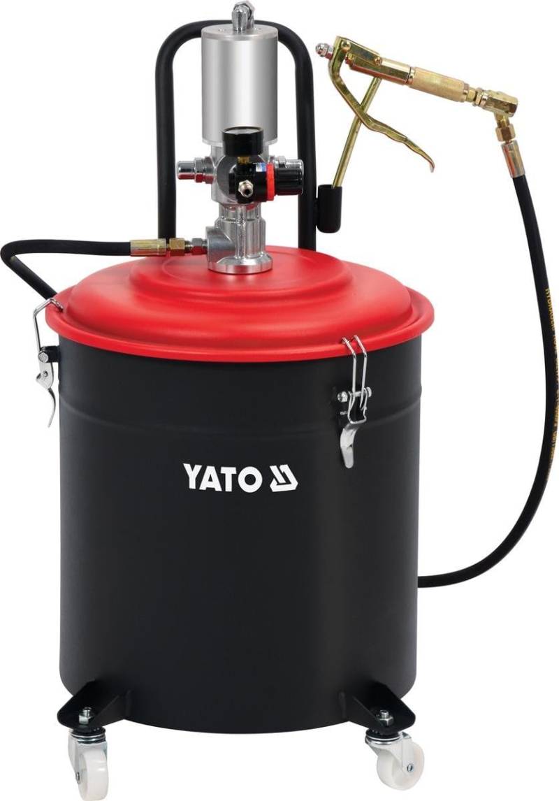 Yato Profi Druckluft Fettpresse | 30 Liter | fahrbar | Arbeitsdruck: 8 bar | Ausgangsleistung: 300-400 bar | 4 Meter Schlauch | YT-07068 | Druckluft F von YATO