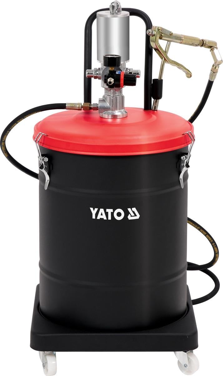 Yato Profi Druckluft Fettpresse | 45 Liter | fahrbar | Arbeitsdruck: 8 bar | Ausgangsleistung: 300-400 bar | 4 Meter Schlauch | YT-07069 | Druckluft F von YATO