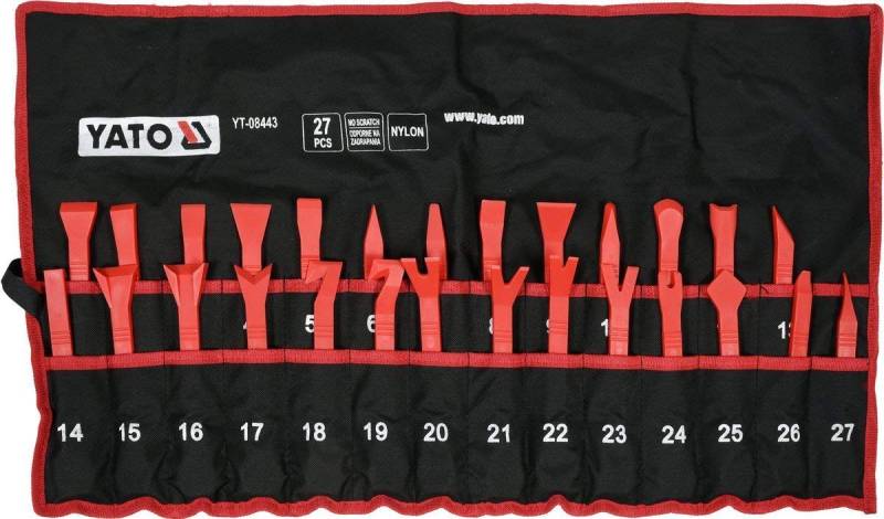 Yato YT-08443 Autotür Verkleidung Demontage Werkzeug Set No Scratch 27pcs, Rot/Schwarz, Rot/Schwarz von YATO